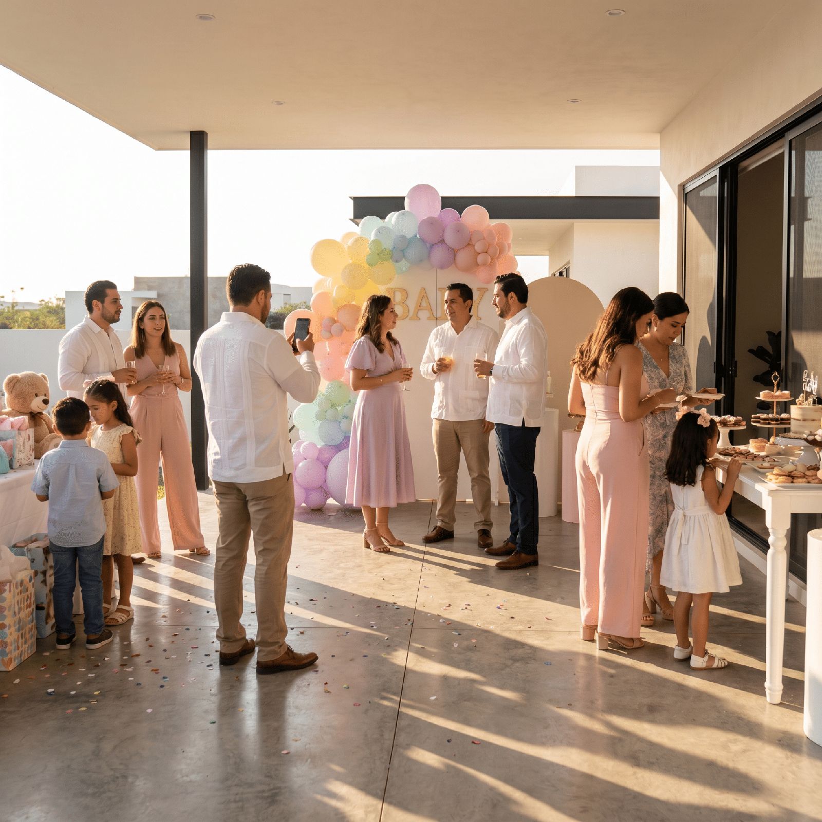 Baby shower en área techada